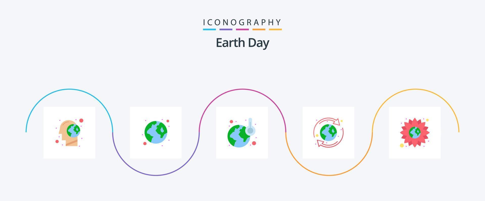 pack d'icônes plat 5 du jour de la terre, y compris la terre. naturel. monde. écologie. température vecteur