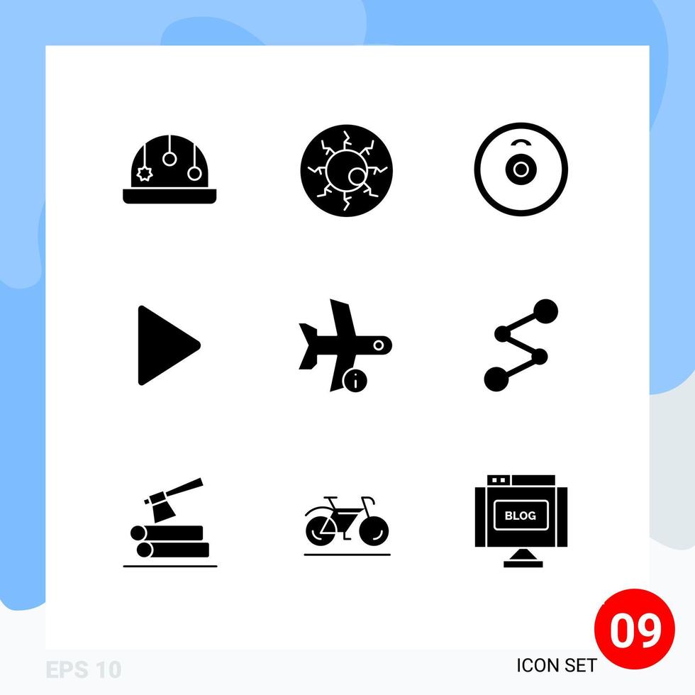 9 icônes créatives signes et symboles modernes d'informations de transport éléments de conception vectoriels modifiables vidéo de vol d'haltères vecteur