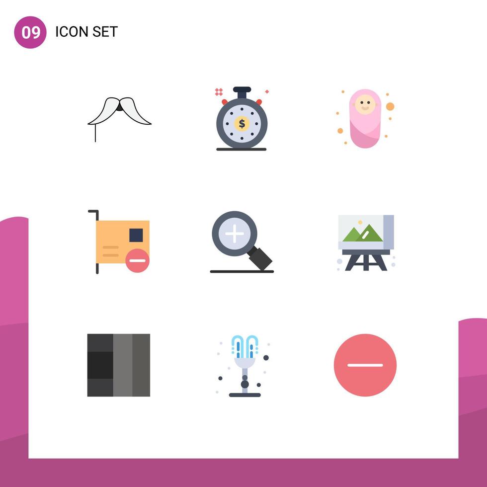 9 icônes créatives signes et symboles modernes de loupe matériel bébé appareils carte éléments de conception vectoriels modifiables vecteur