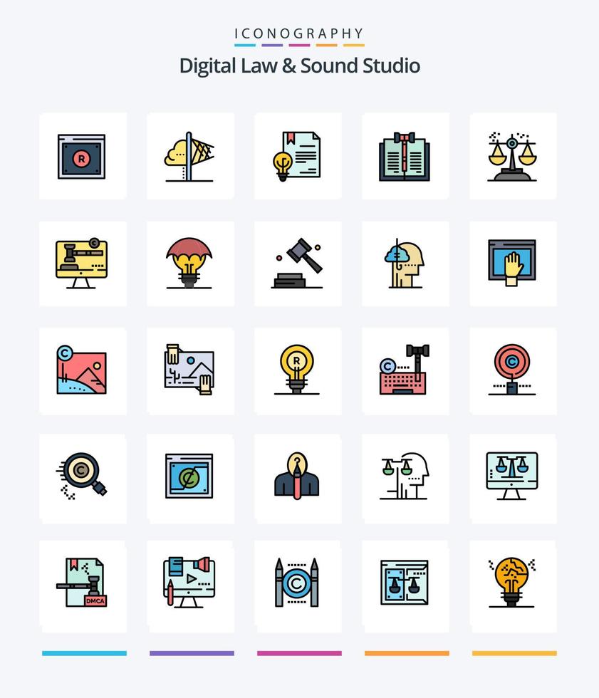 loi numérique créative et pack d'icônes remplies de 25 lignes de studio de son, telles que le numérique. entreprise. aperçu. loi. numérique vecteur