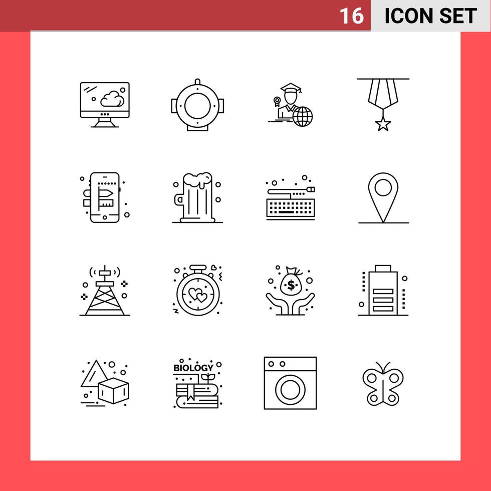 ensemble de 16 packs de plans commerciaux pour les éléments de conception vectoriels modifiables d'insignes simples diplômés mobiles de processus vecteur
