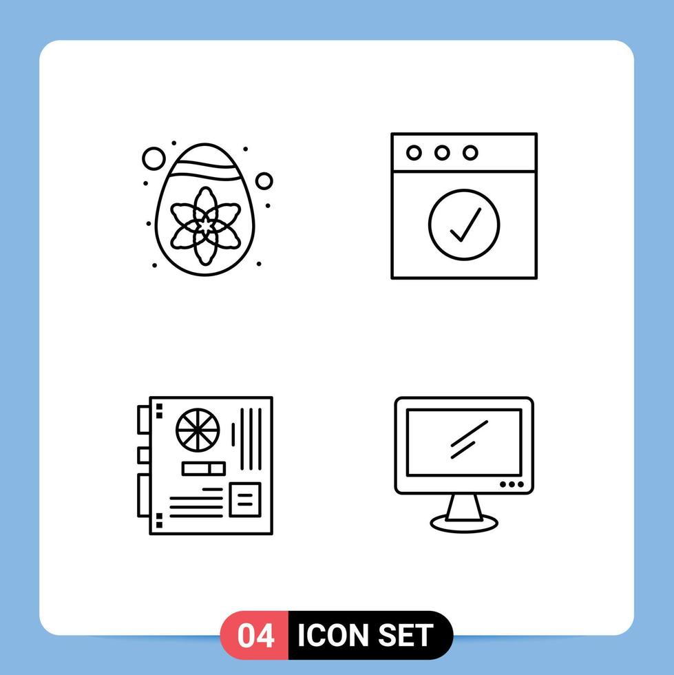 ensemble de 4 symboles d'icônes d'interface utilisateur modernes signes pour la décoration ordinateur application mère éléments de conception vectoriels modifiables par ordinateur vecteur
