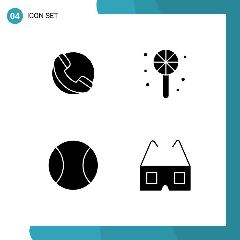4 interface utilisateur pack de glyphes solides de signes et symboles modernes d'éléments de conception vectoriels modifiables stéréo de boule de bonbons de cinéma de commerce électronique vecteur