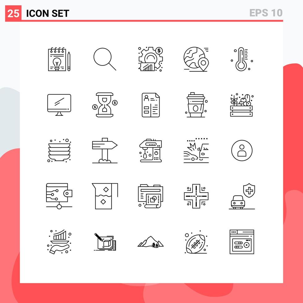 concept de 25 lignes pour les sites Web mobiles et applications hot world analytics pin globe éléments de conception vectoriels modifiables vecteur