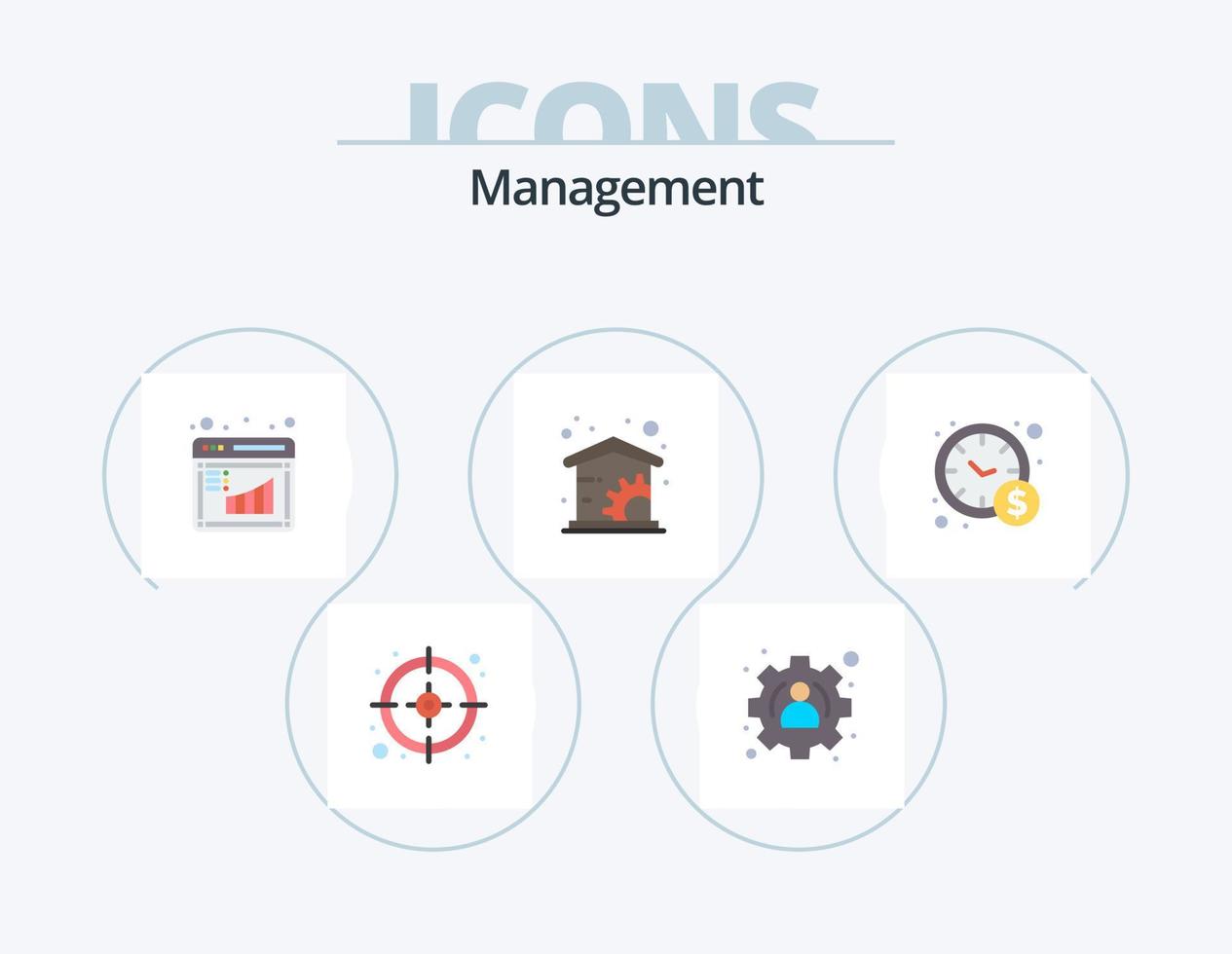 pack d'icônes plat de gestion 5 conception d'icônes. . entreprise. graphique. gestion du temps. gestion vecteur