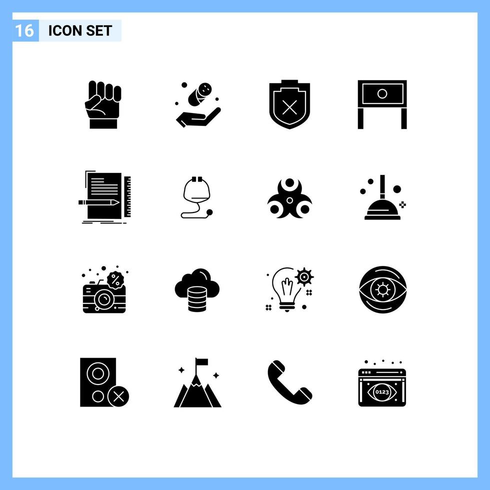 16 icônes créatives signes et symboles modernes de table de codage sécurité intérieur maison éléments de conception vectoriels modifiables vecteur