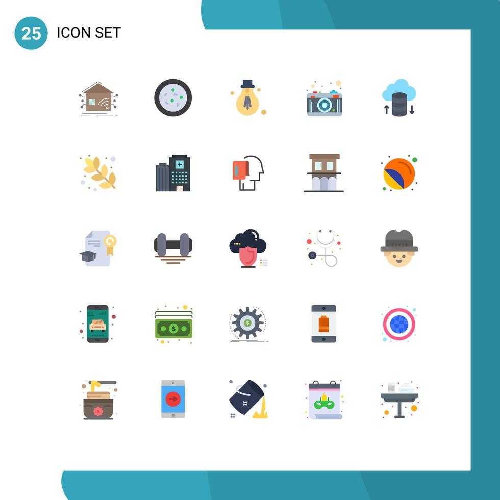 25 concept de couleur plate pour les sites Web mobiles et les applications cuisson cloud réseau lumière cloud hébergement lentille éléments de conception vectoriels modifiables vecteur