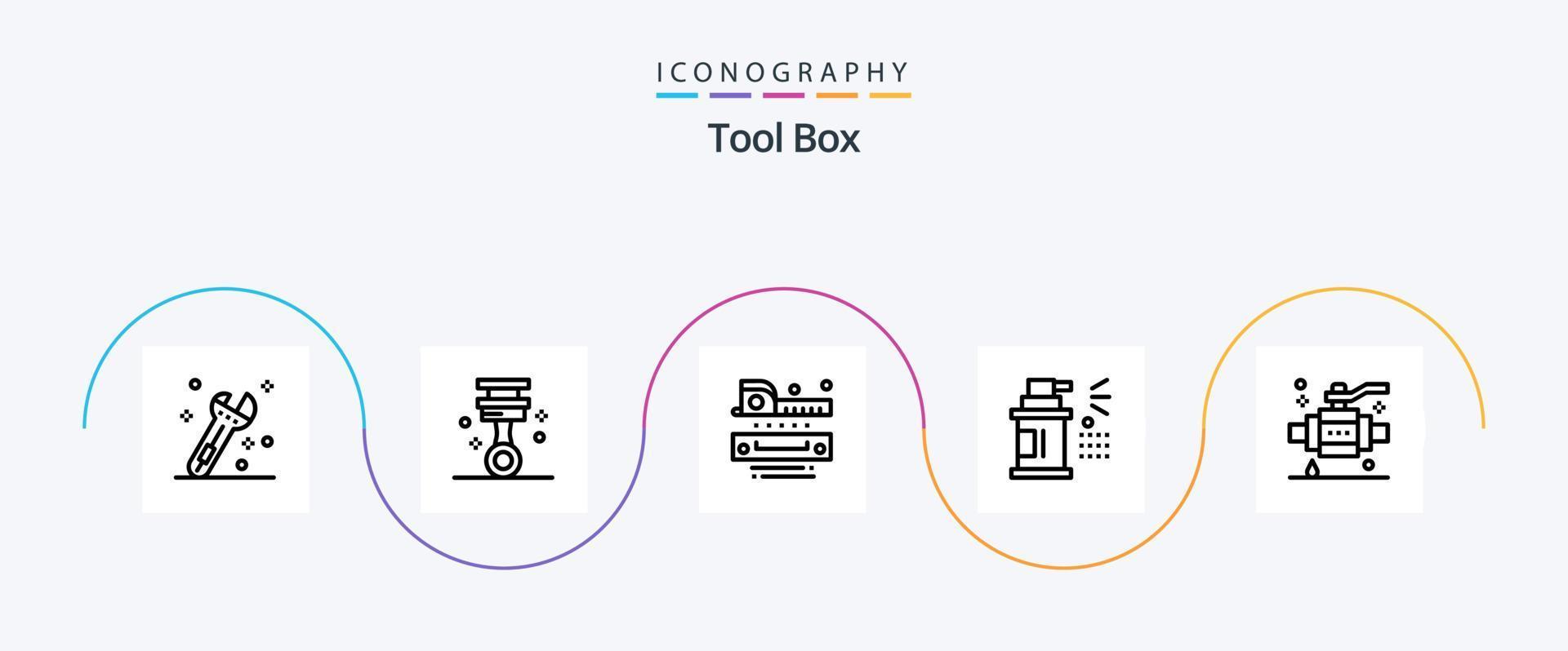 outils ligne 5 pack d'icônes comprenant un tuyau. bâtiments. mesure. outils. voiture vecteur