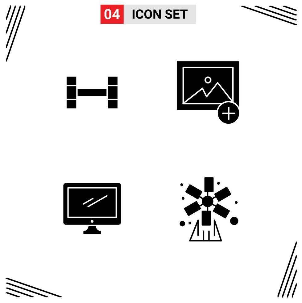 4 signes de glyphe solides universels symboles de sport pc nouveau moniteur agricole éléments de conception vectoriels modifiables vecteur