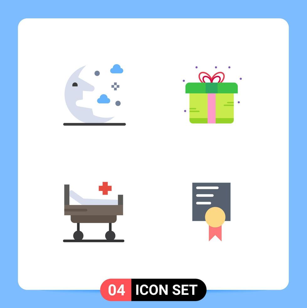 ensemble de 4 symboles d'icônes d'interface utilisateur modernes signes pour le certificat-cadeau de ciel d'hôpital de nuage éléments de conception vectoriels modifiables vecteur