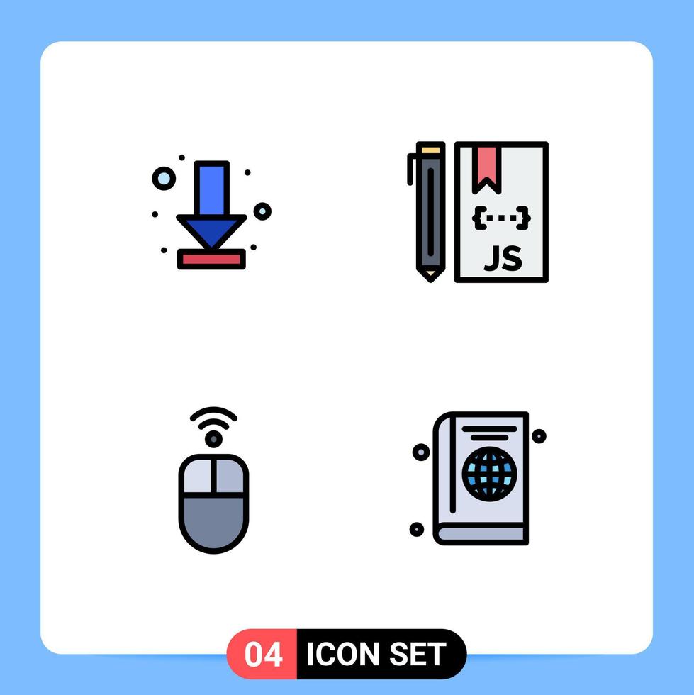groupe de 4 signes et symboles de couleurs plates remplies à télécharger apple full develop mouse editable vector design elements