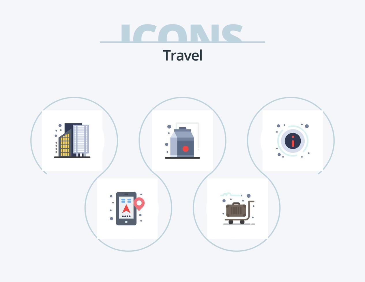 pack d'icônes plat de voyage 5 conception d'icônes. détails. des produits. bâtiments. épicerie. Infrastructure vecteur