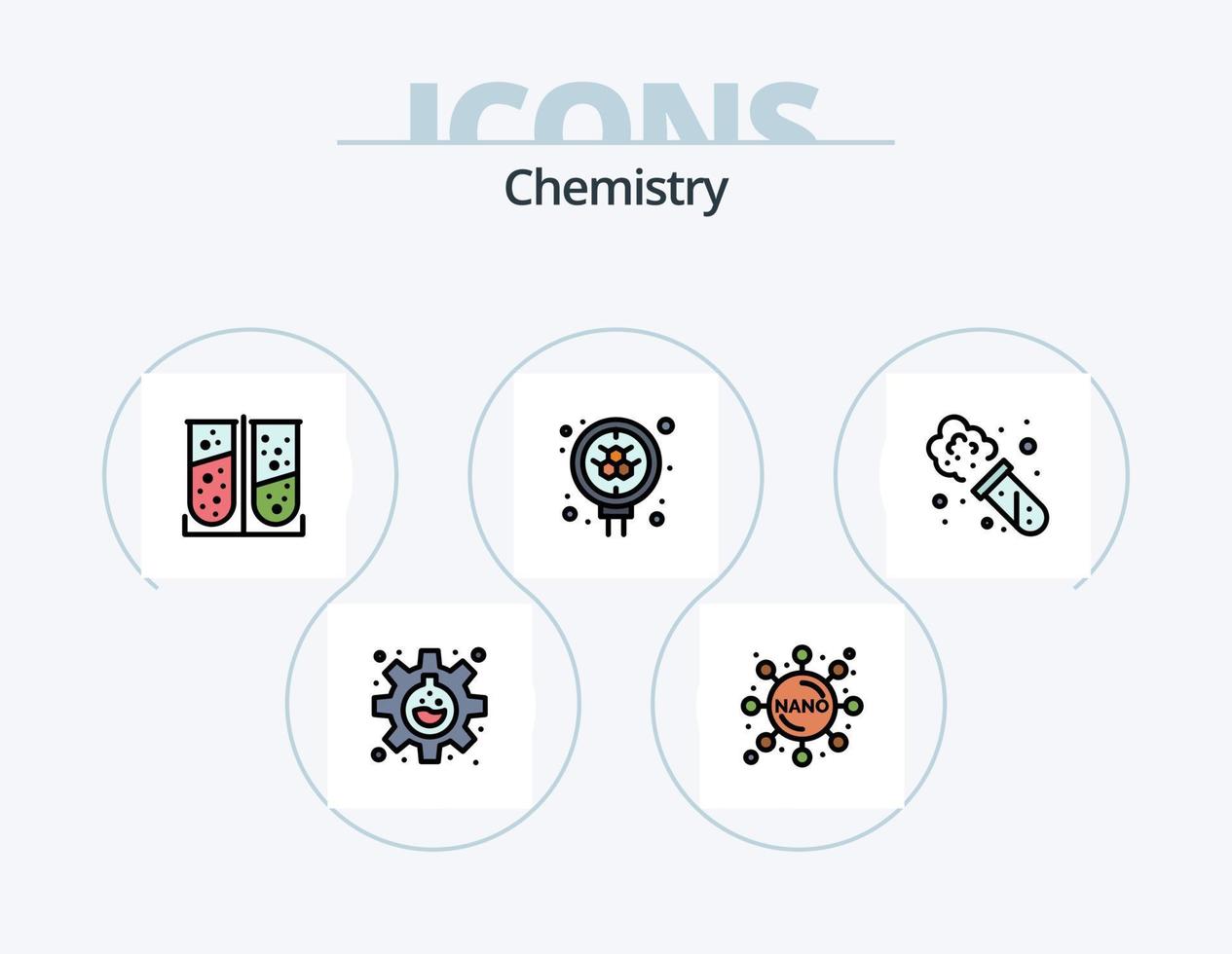 pack d'icônes rempli de ligne de chimie 5 conception d'icônes. nouvelle année. Nouveau. nouvelle année. chinois. chinois vecteur