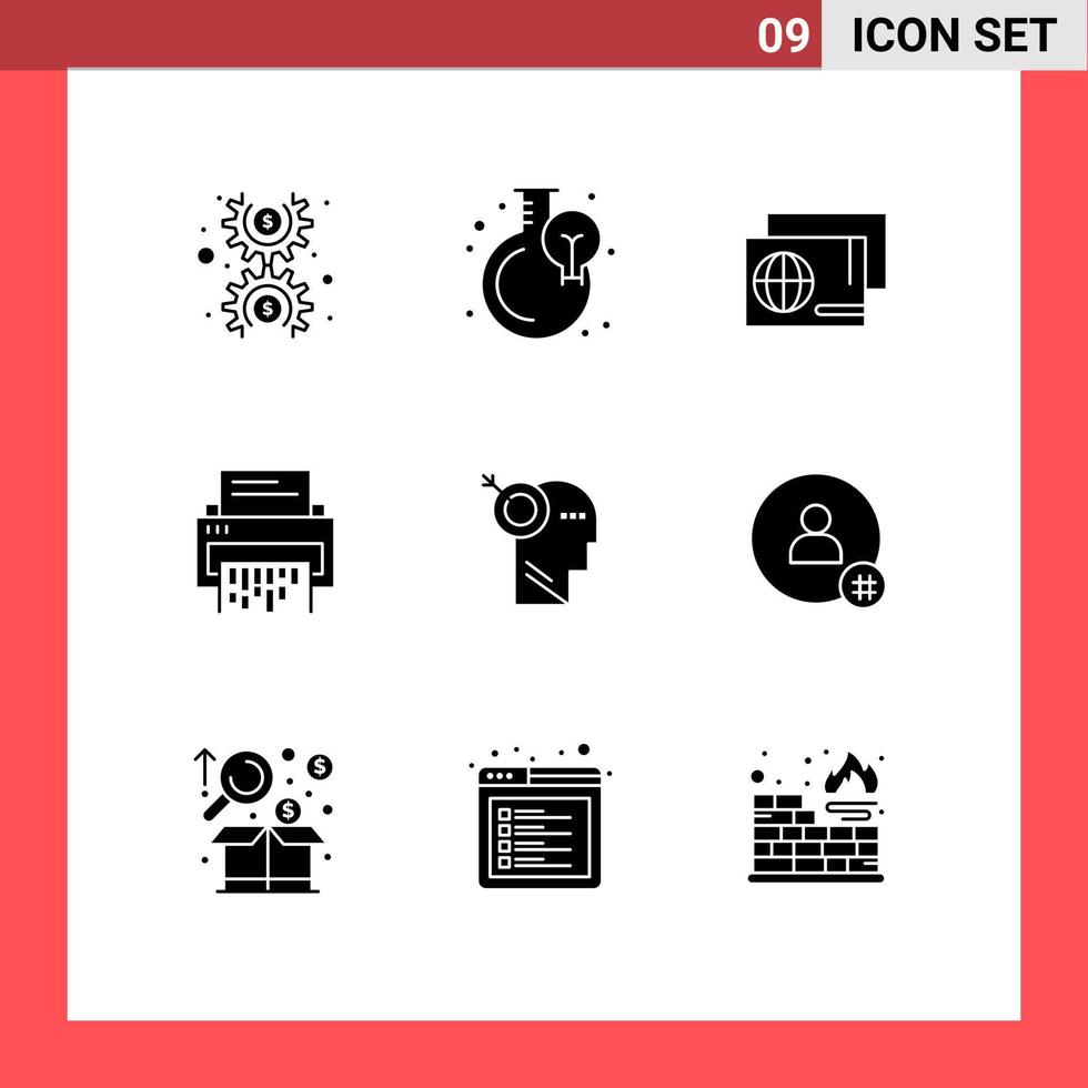 9 icônes créatives signes et symboles modernes d'identité de document d'information supprimer des éléments de conception vectoriels modifiables confidentiels vecteur