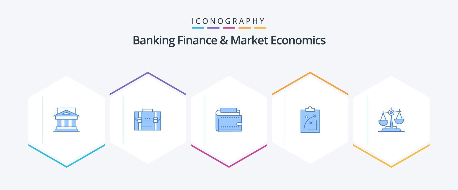 banque finance et économie de marché 25 pack d'icônes bleues, y compris la finance. portefeuille. mallette. valise. commercialisation vecteur