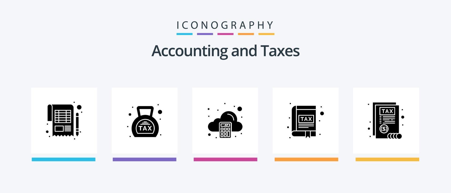 taxes glyphe 5 pack d'icônes comprenant l'interface. livre. argent. application. calculer. conception d'icônes créatives vecteur