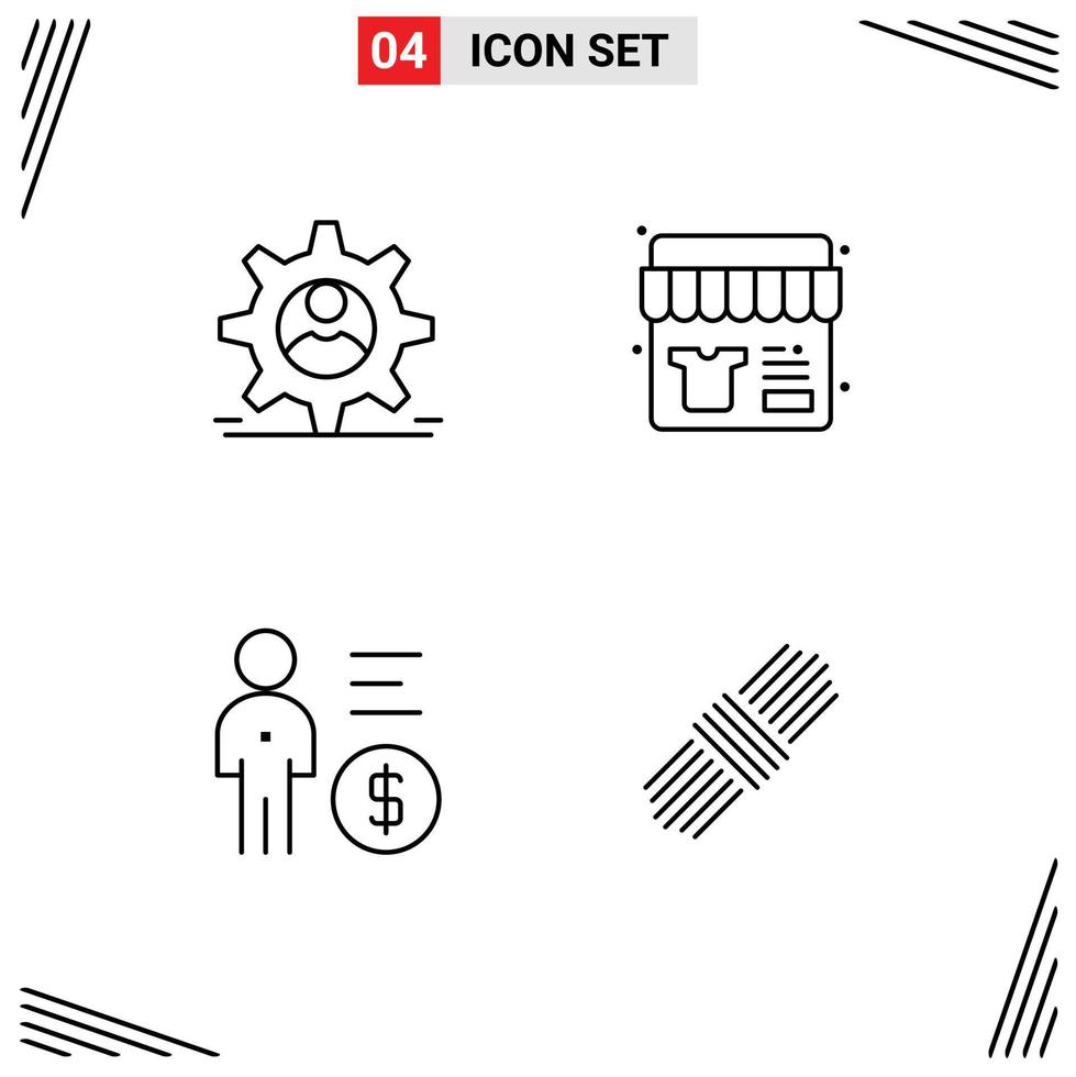 symboles d'icônes universelles groupe de 4 couleurs plates modernes remplies d'homme de gestion dper shopping argent éléments de conception vectoriels modifiables vecteur