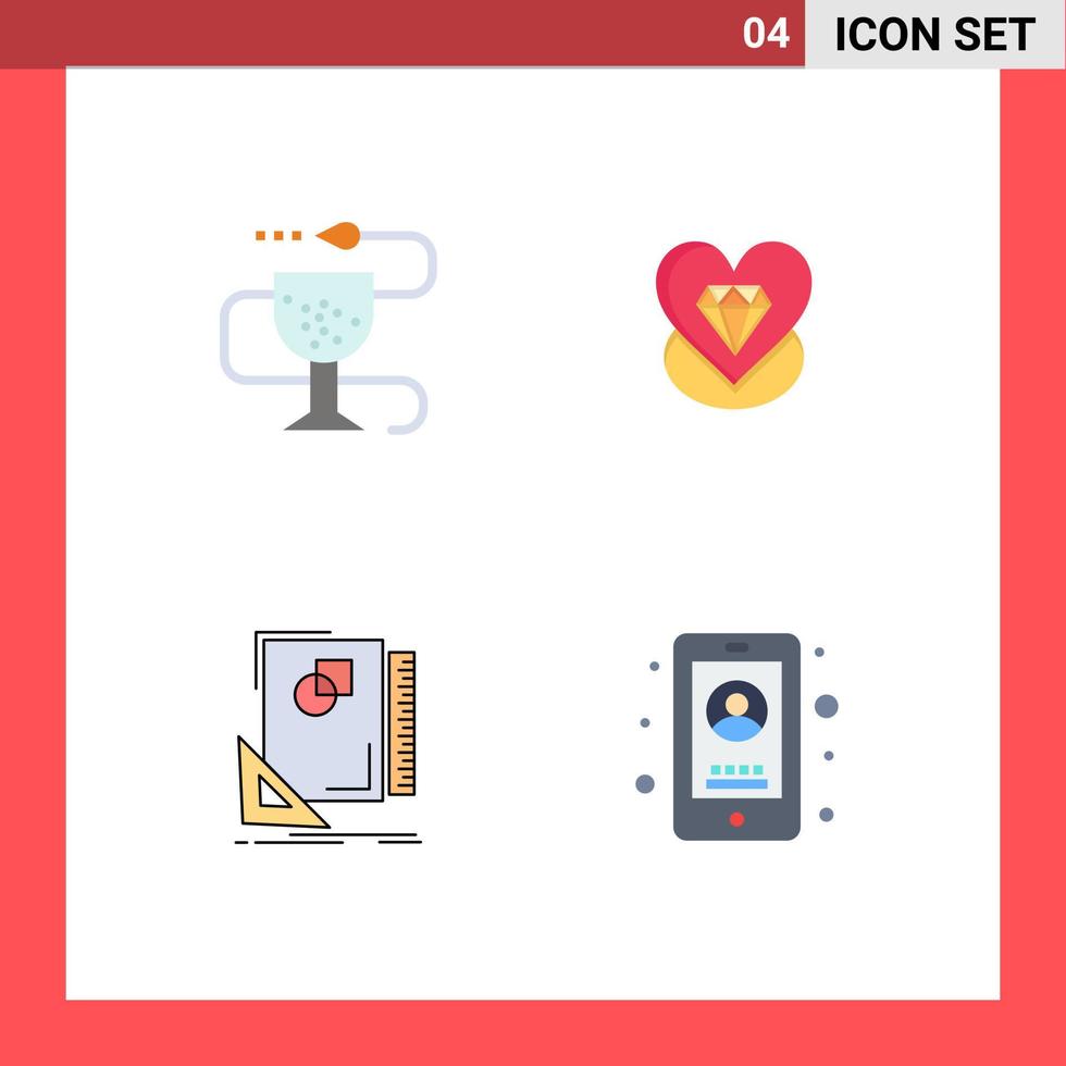 symboles d'icônes universels groupe de 4 icônes plates modernes de conception de maladie médecine page d'amour éléments de conception vectoriels modifiables vecteur