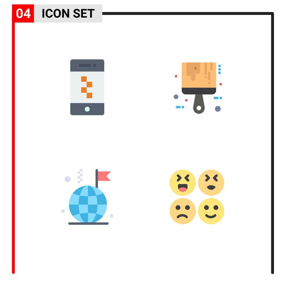 ensemble moderne de 4 icônes plates pictogramme d'application technologie d'entreprise outil drapeau éléments de conception vectoriels modifiables vecteur