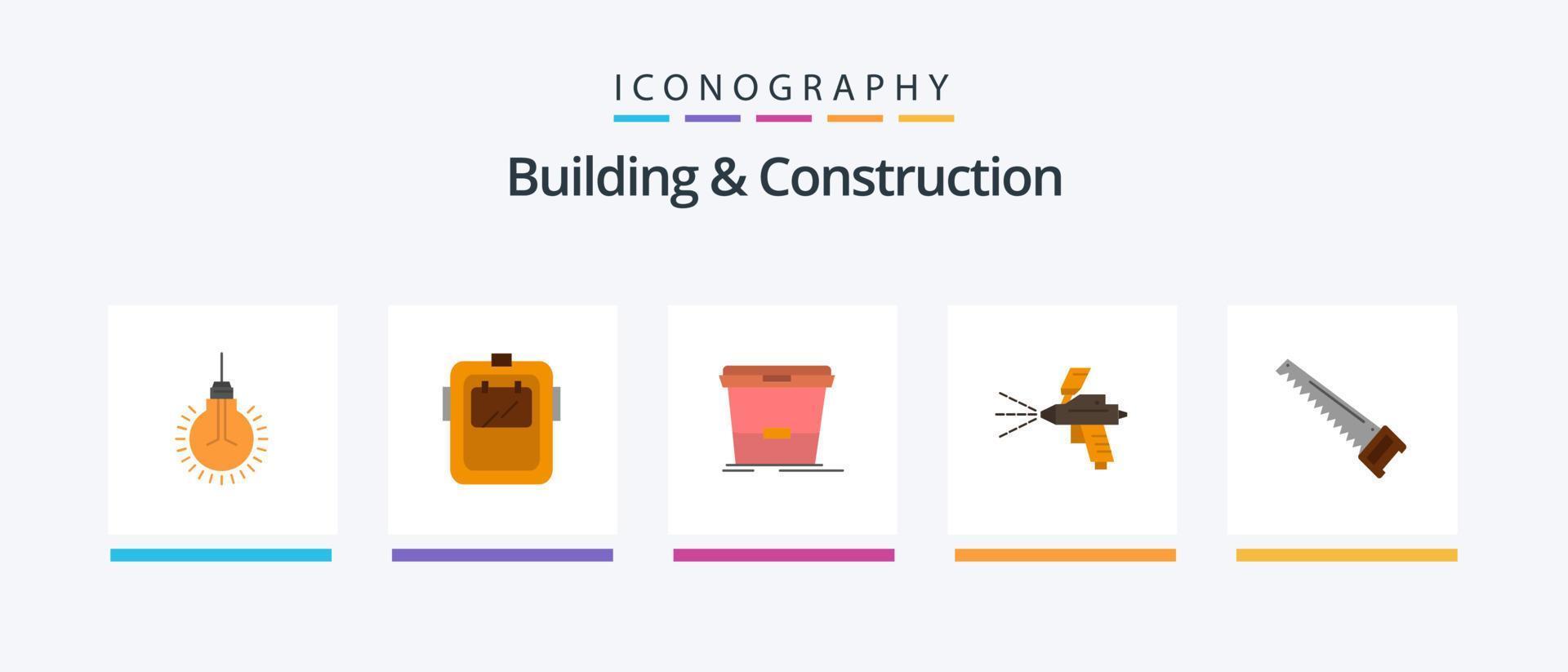 pack d'icônes plat 5 de construction et de construction, y compris la construction. peindre. soudeur. vaporisateur. laver. conception d'icônes créatives vecteur