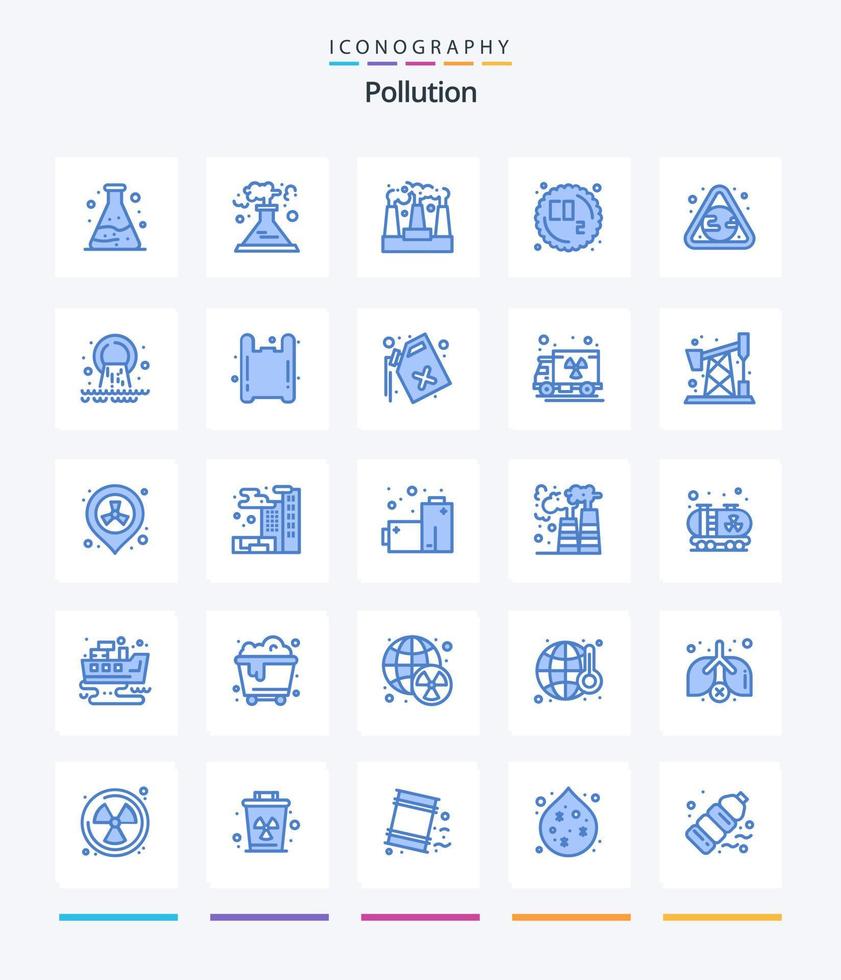pollution créative 25 pack d'icônes bleues telles que les eaux usées. pollution. pollution. tuyau. pollution vecteur