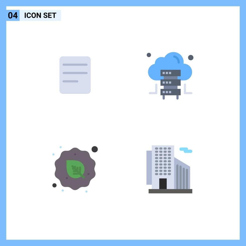 ensemble de 4 icônes vectorielles plates sur la grille pour twitter vegan cloud diet building éléments de conception vectoriels modifiables vecteur