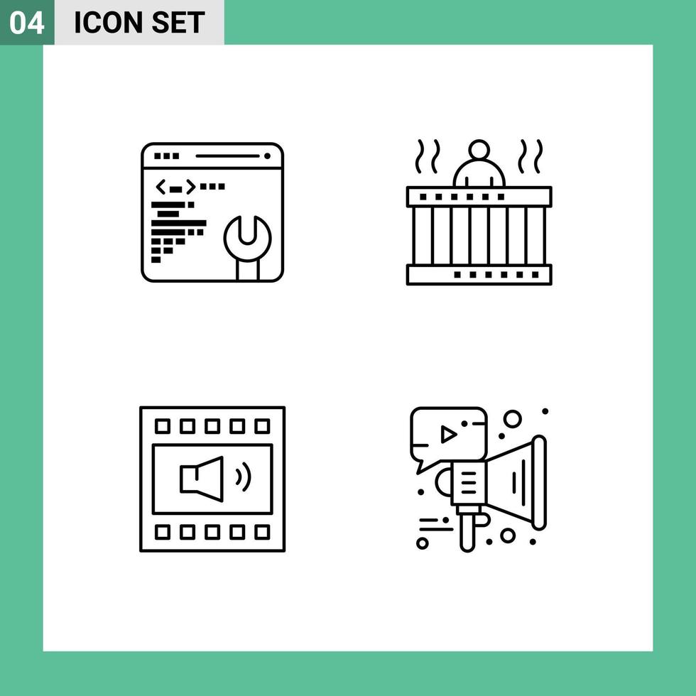 ensemble de 4 symboles d'icônes d'interface utilisateur modernes signes pour le développement haut-parleur hot spa haut-parleur éléments de conception vectoriels modifiables vecteur