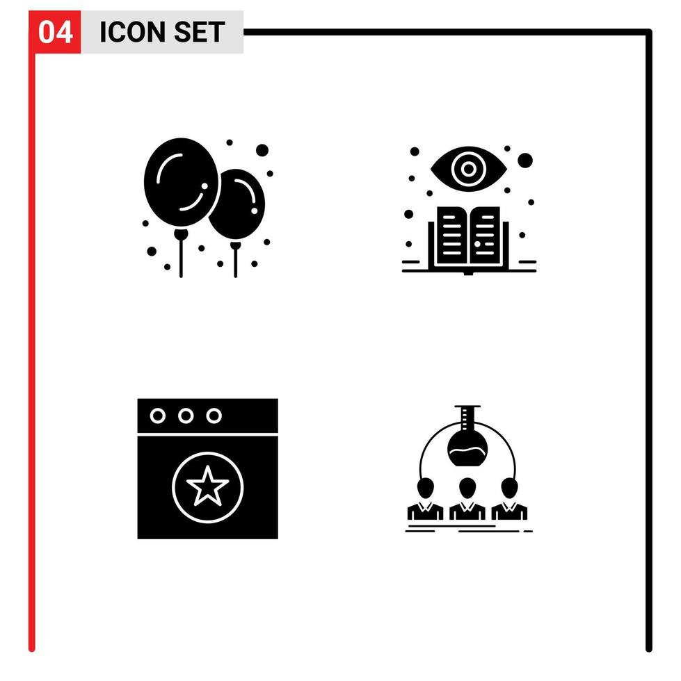 ensemble de 4 symboles d'icônes d'interface utilisateur modernes signes pour les éléments de conception vectoriels modifiables d'expérience préférée supervisée de laboratoire de trucs de bébé vecteur