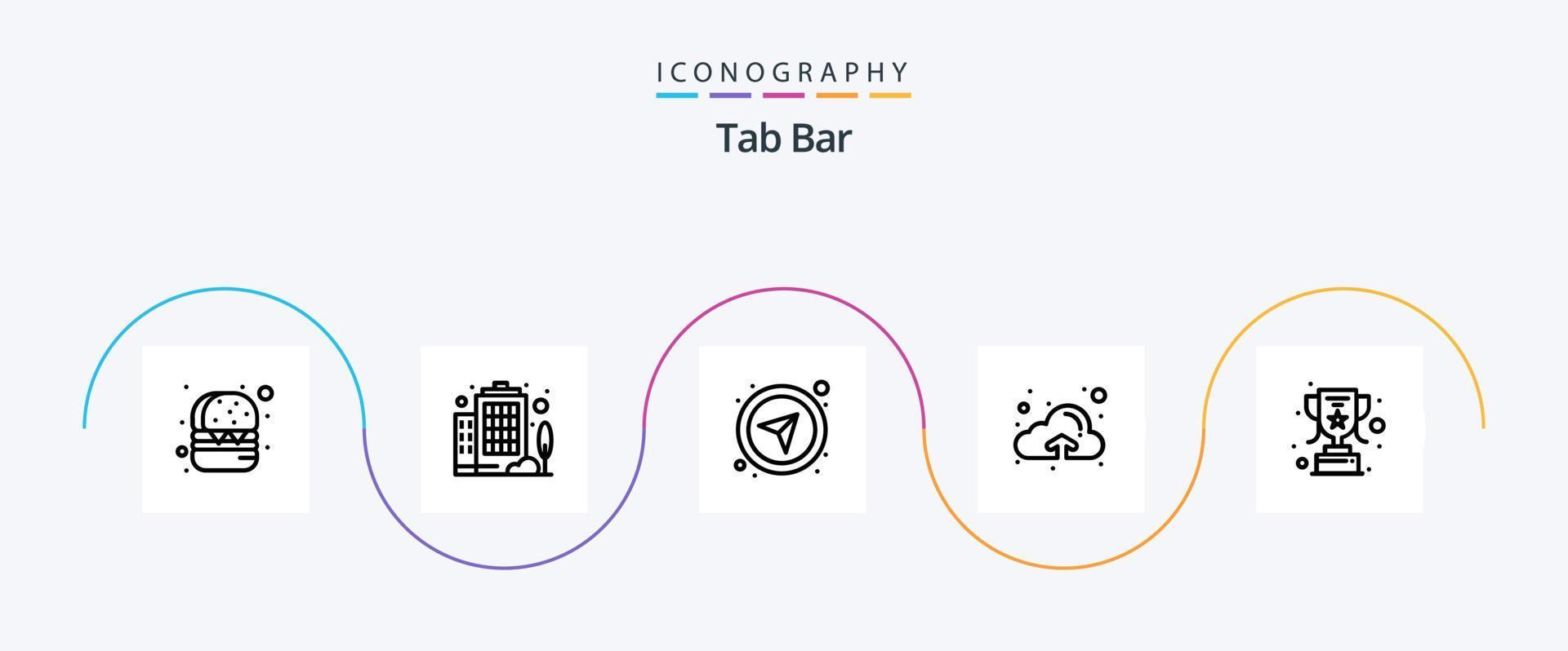 barre d'onglets ligne 5 pack d'icônes comprenant. trophée. GPS. récompense. télécharger vecteur
