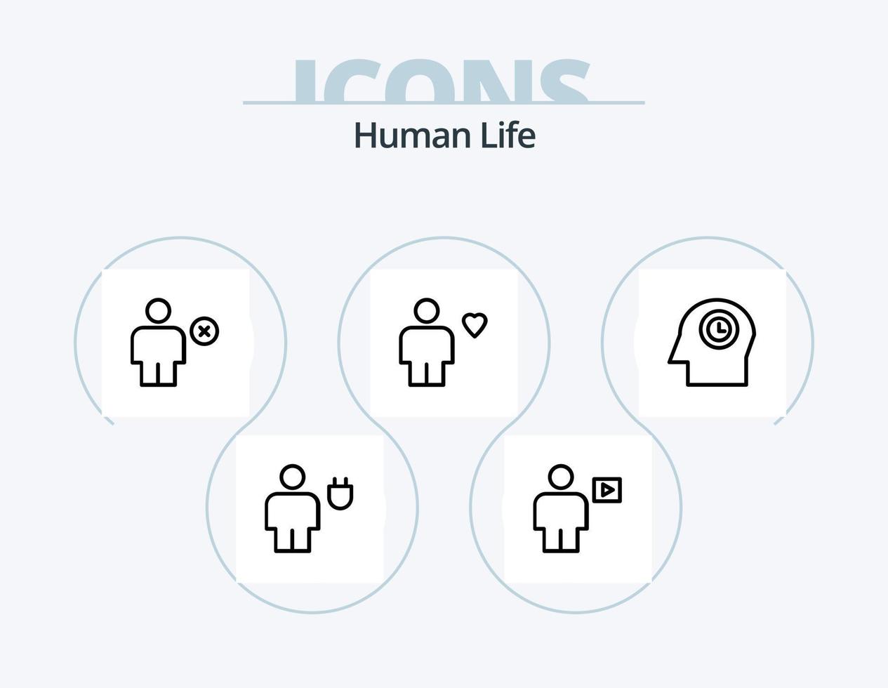 pack d'icônes de ligne humaine 5 conception d'icônes. corps. vision. corps. humain. œil vecteur