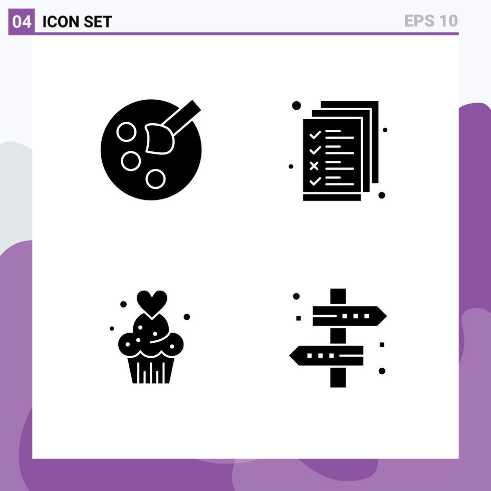 ensemble de 4 symboles d'icônes d'interface utilisateur modernes signes pour dessiner des muffins gestion d'entreprise bonbons éléments de conception vectoriels modifiables vecteur
