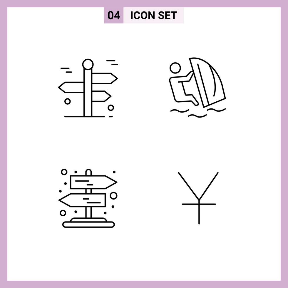 pack de 4 symboles universels de navigation sport voyage surf rural éléments de conception vectoriels modifiables vecteur
