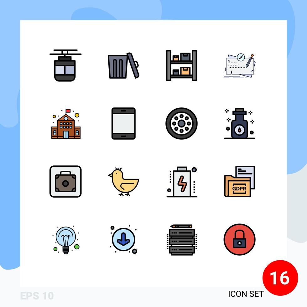 16 icônes créatives signes et symboles modernes du rôle mission poubelle carte entrepôt éléments de conception vectoriels créatifs modifiables vecteur