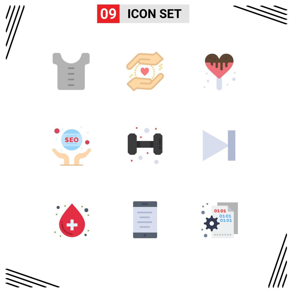 pack de lignes vectorielles modifiables de 9 couleurs plates simples de poids gym bonbons fitness seo éléments de conception vectoriels modifiables vecteur