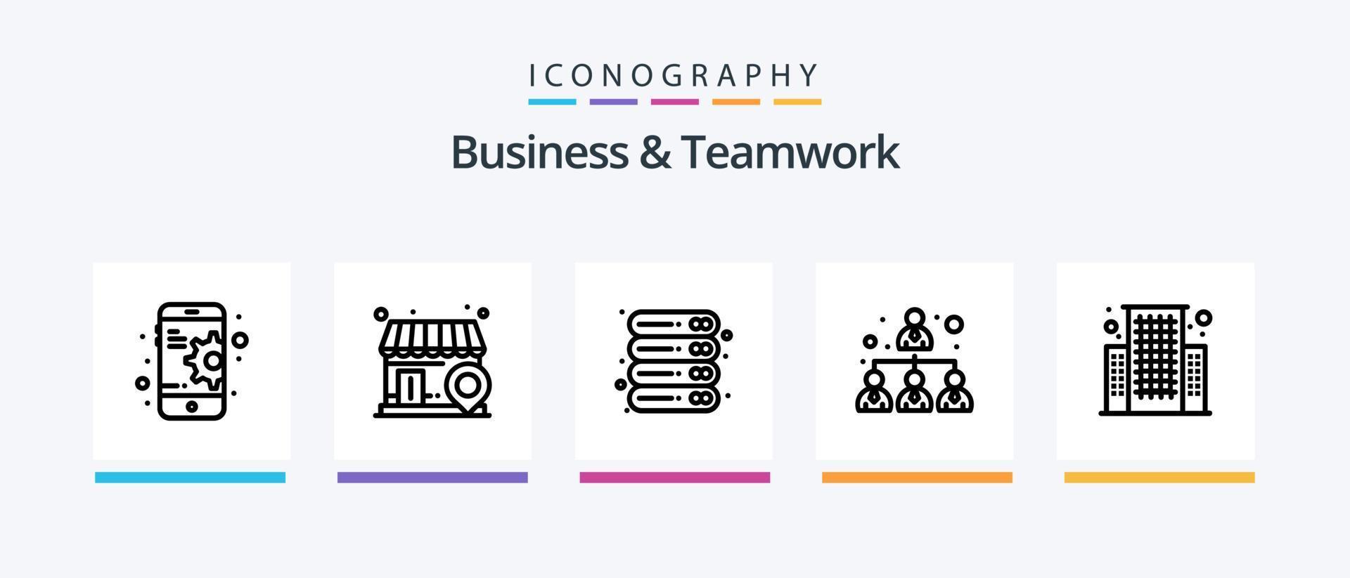 pack d'icônes ligne 5 pour les affaires et le travail d'équipe, y compris le zoom. recherche. recherche. analyse. but. conception d'icônes créatives vecteur