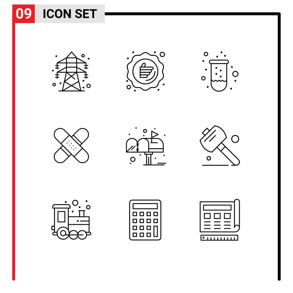 ensemble de 9 symboles universels d'éléments de conception vectoriels modifiables de tube de bande de vente de soins médicaux vecteur