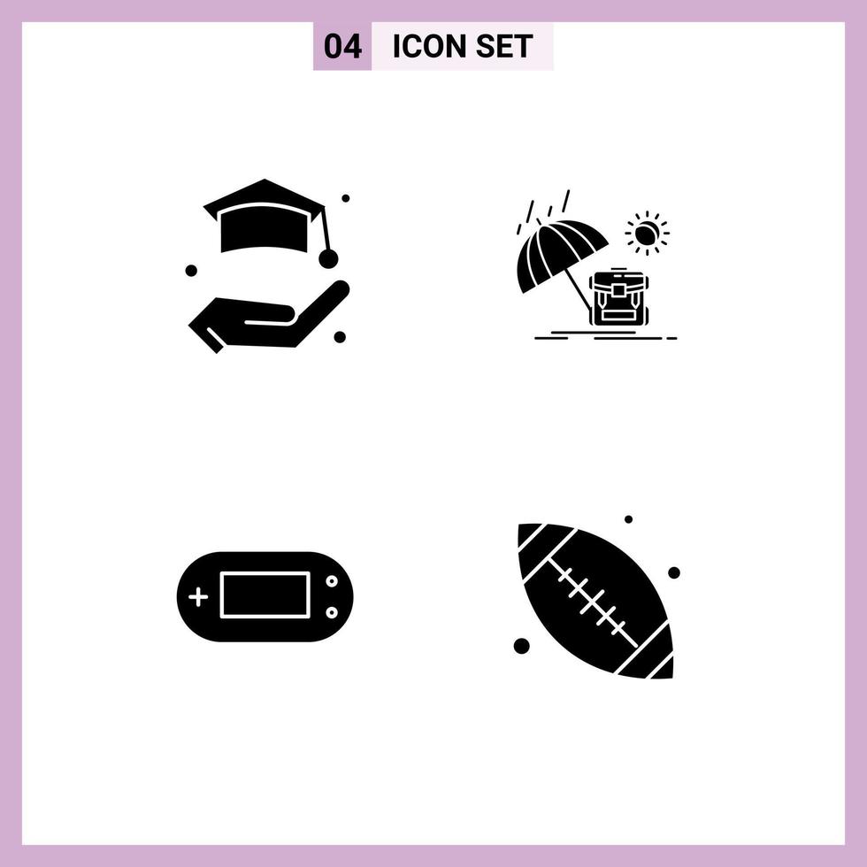 ensemble de 4 symboles d'icônes d'interface utilisateur modernes signes pour l'éducation playstation été saison canada éléments de conception vectoriels modifiables vecteur