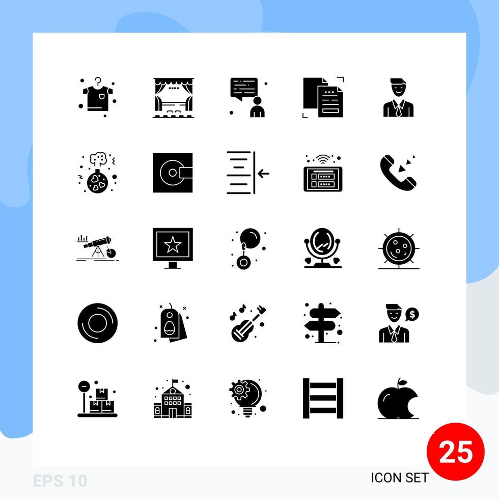 pack d'icônes vectorielles stock de 25 signes et symboles de ligne pour les éléments de conception vectoriels modifiables de copie de document de l'homme en double exécutif vecteur
