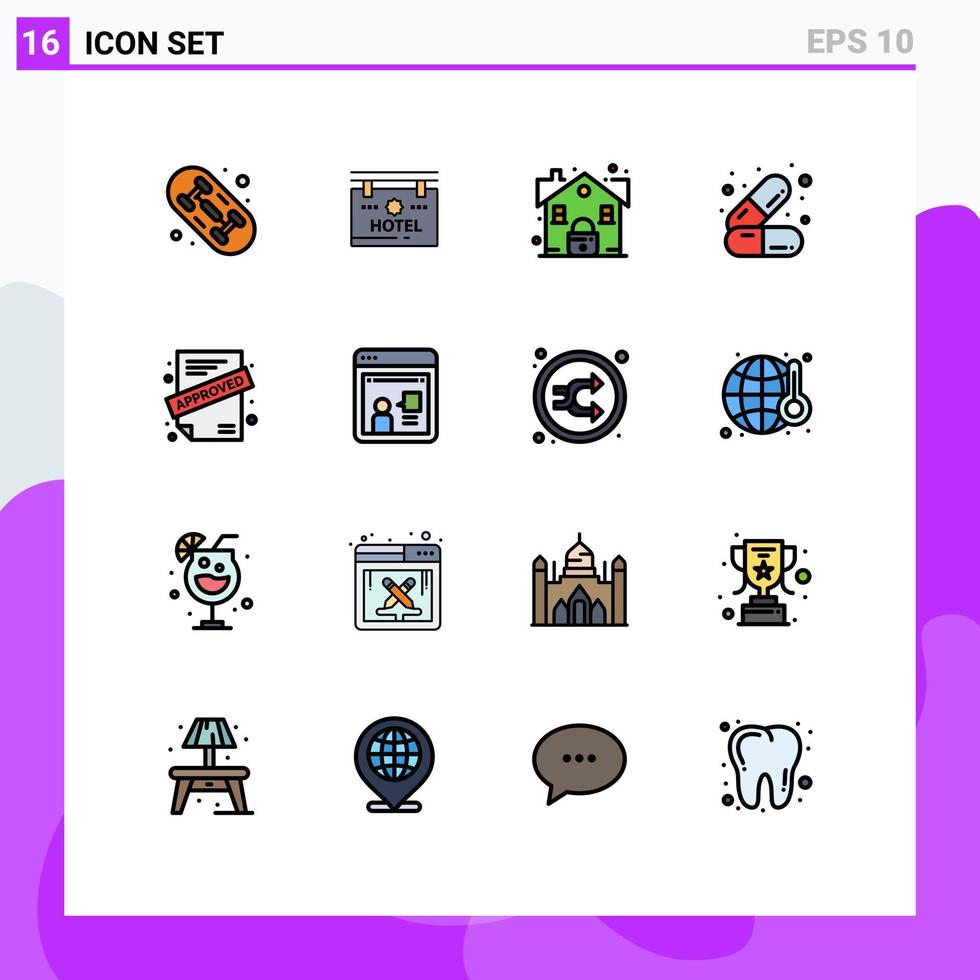 16 icônes créatives signes et symboles modernes de l'application de contrat serrure médicaments cosmétiques éléments de conception vectoriels créatifs modifiables vecteur