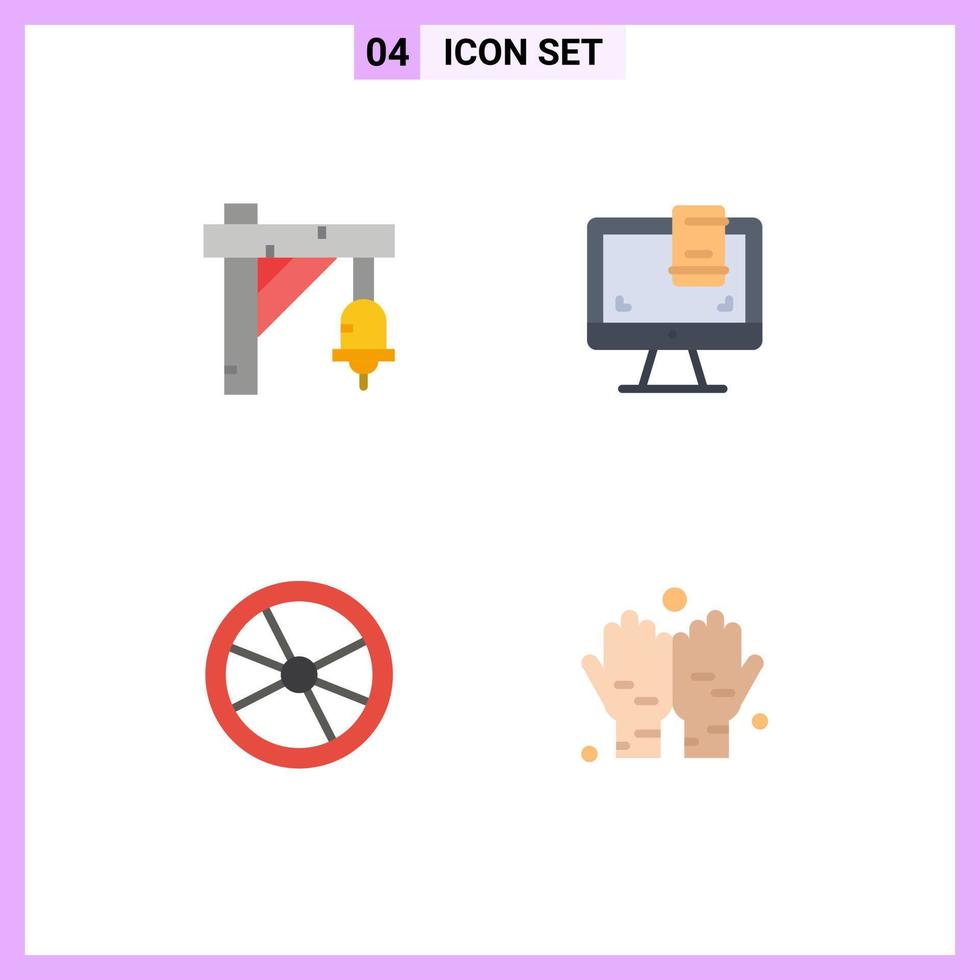 ensemble de 4 symboles d'icônes d'interface utilisateur modernes signes pour bell chimie transport moniteur expérience éléments de conception vectoriels modifiables vecteur