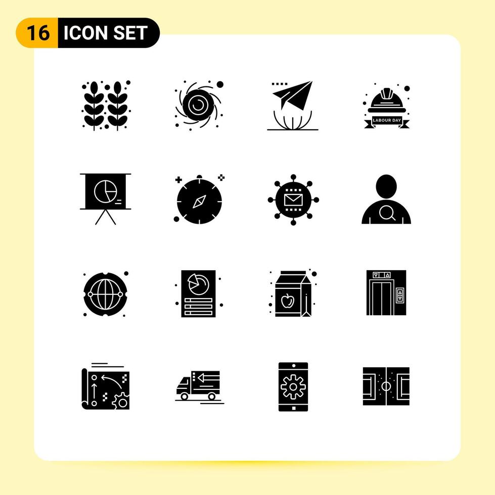 pack d'icônes vectorielles stock de 16 signes et symboles de ligne pour les éléments de conception vectoriels modifiables de casquette de chapeau de courrier électronique de casque d'entreprise vecteur