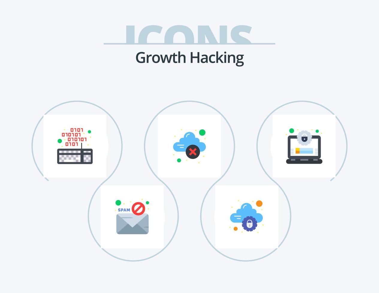 hacking flat icon pack 5 icon design. compte. erreur. l'Internet. stockage en ligne. script vecteur