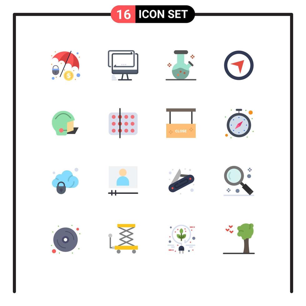 16 icônes créatives signes et symboles modernes d'équipement de casque flacon de démonstration cartes américaines pack modifiable d'éléments de conception de vecteur créatif