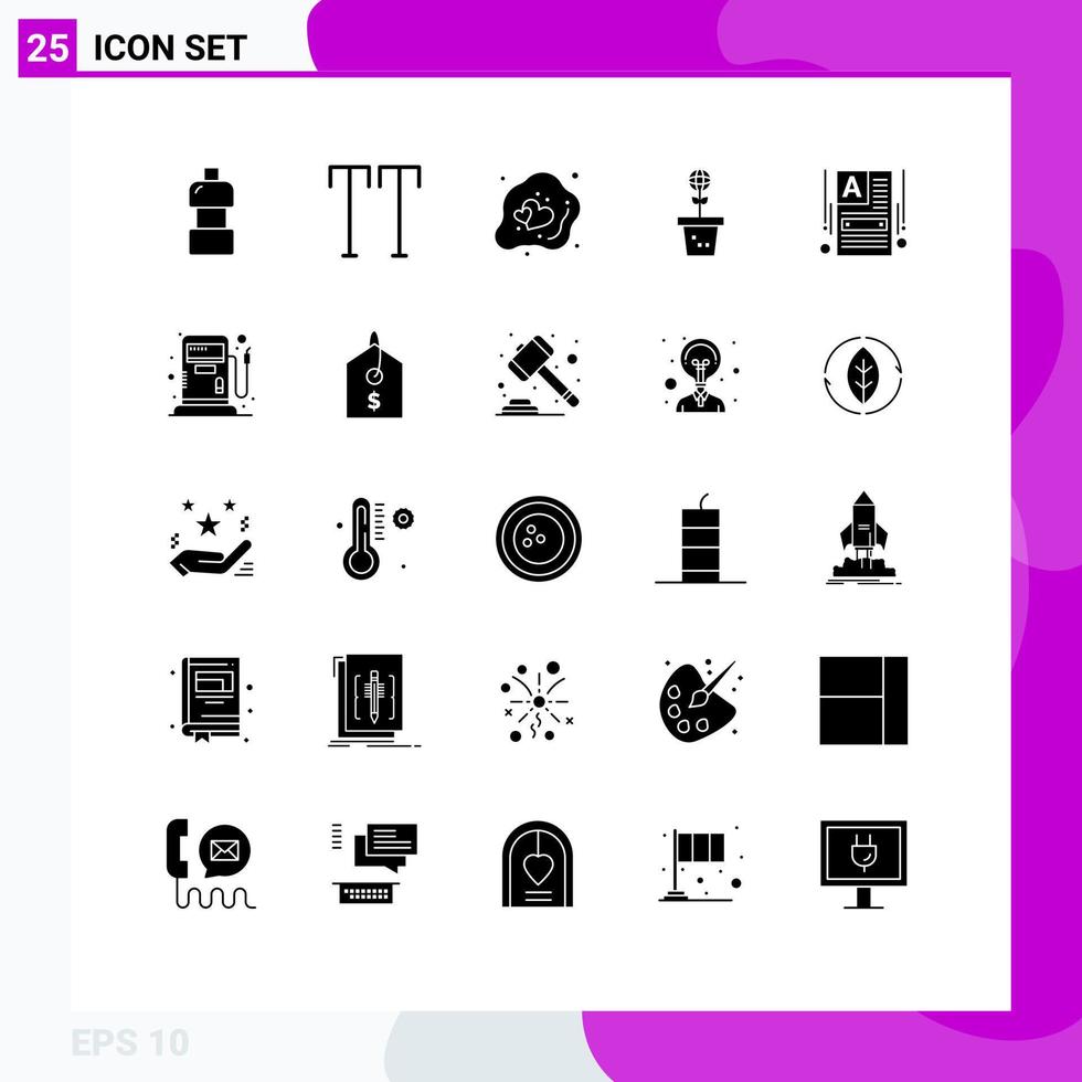 ensemble de 25 symboles d'icônes d'interface utilisateur modernes signes pour la création d'éléments de conception vectoriels modifiables d'environnement de nature d'œuf de plante de site Web vecteur