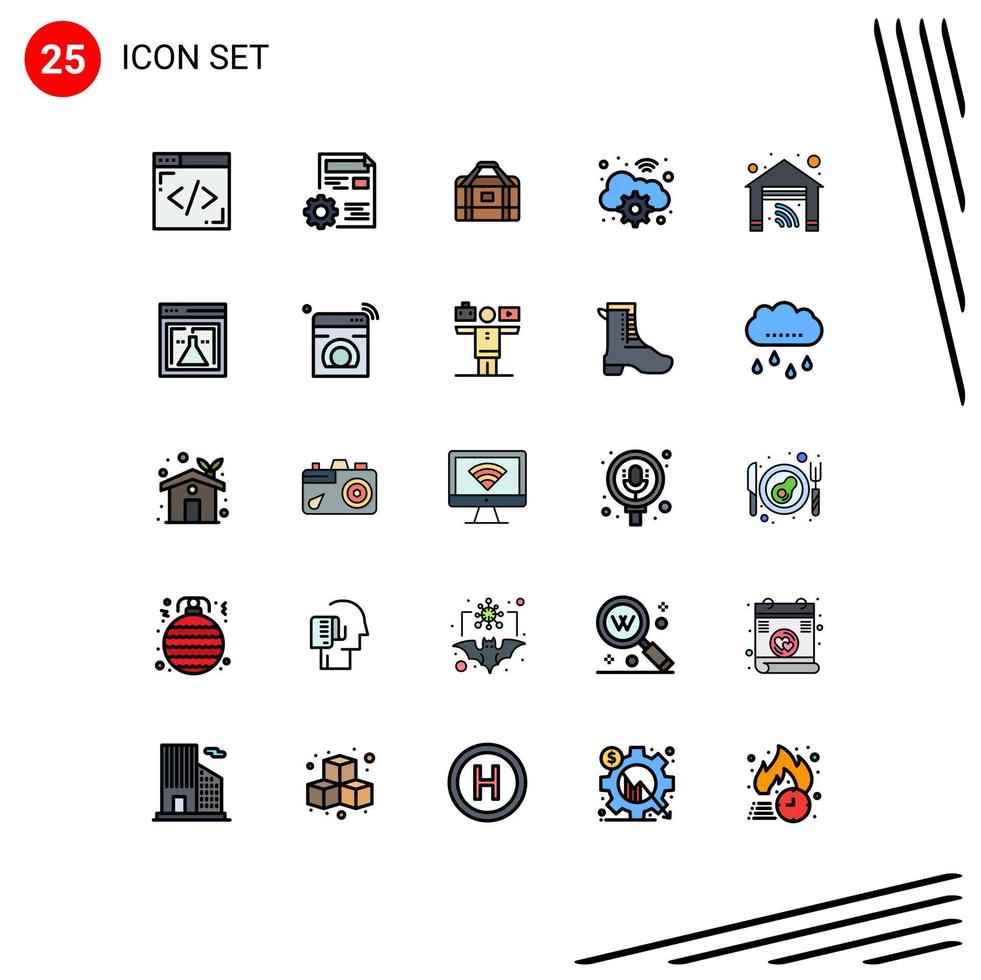 pack d'icônes vectorielles stock de 25 signes et symboles de ligne pour la maison sac numérique wifi cloud éléments de conception vectoriels modifiables vecteur