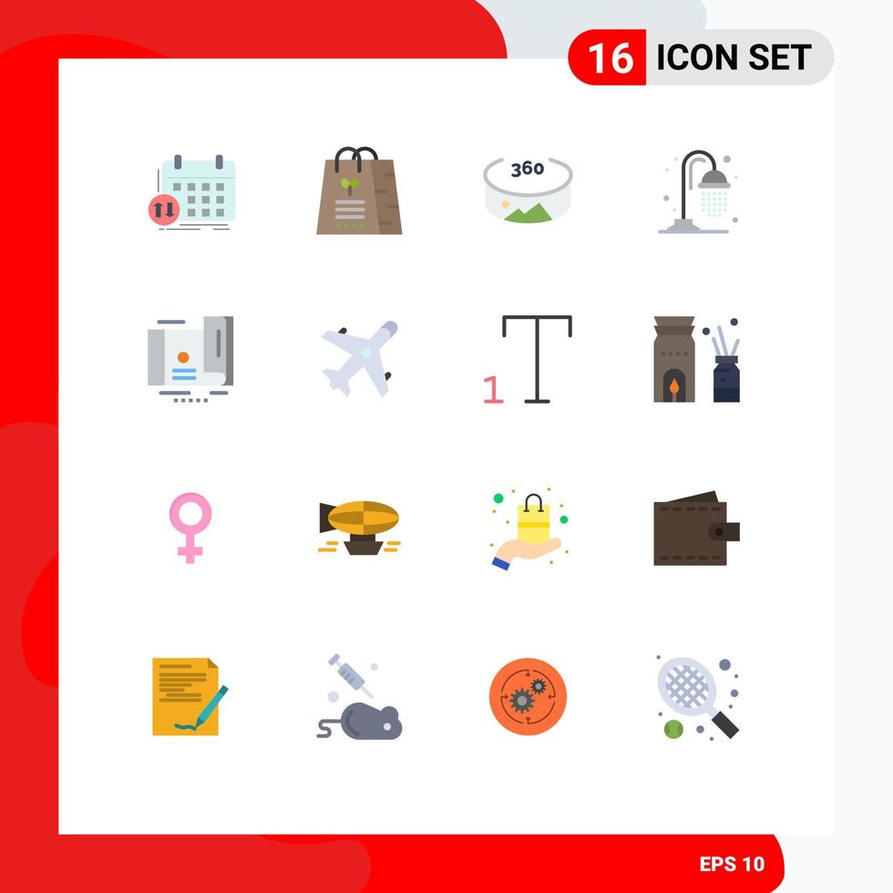 pack de 16 signes et symboles de couleurs plates modernes pour les supports d'impression Web tels que le parc de cartes d'achat de bons de réduction pack modifiable d'éléments de conception de vecteur créatif