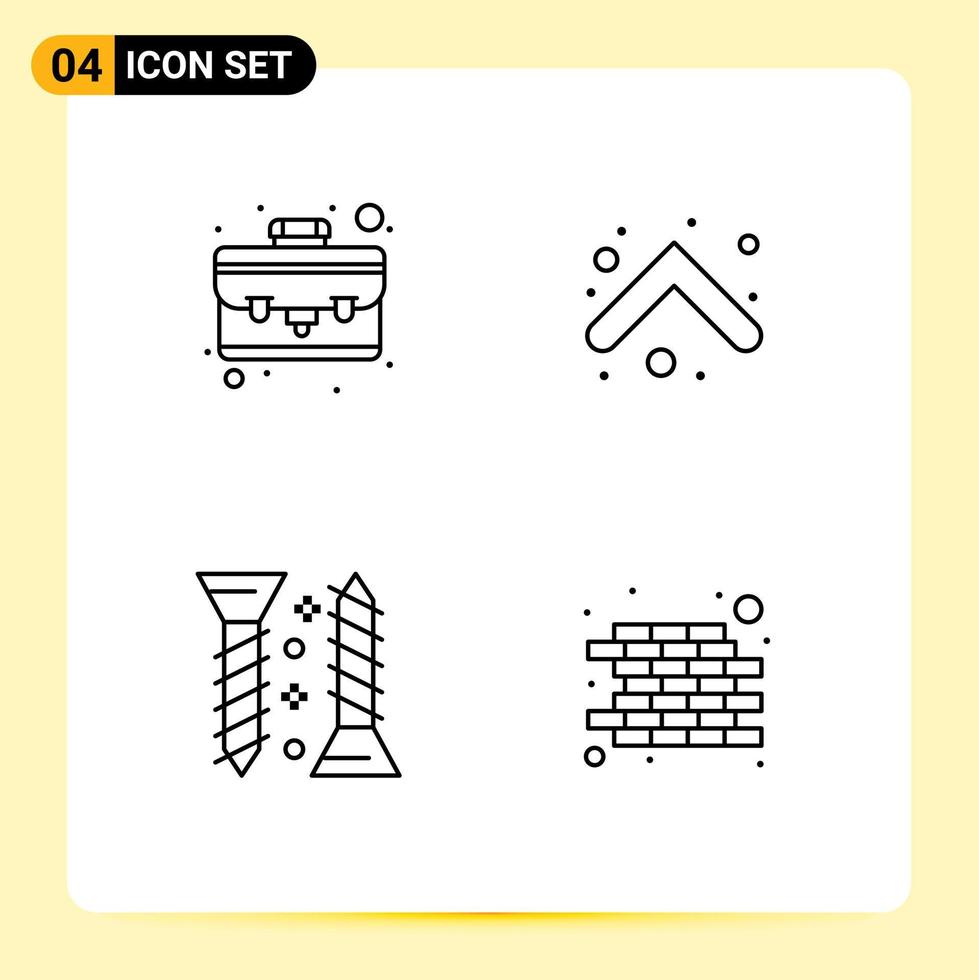 pack d'icônes vectorielles stock de 4 signes et symboles de ligne pour cas auto-fixation flèche direction brique éléments de conception vectoriels modifiables vecteur