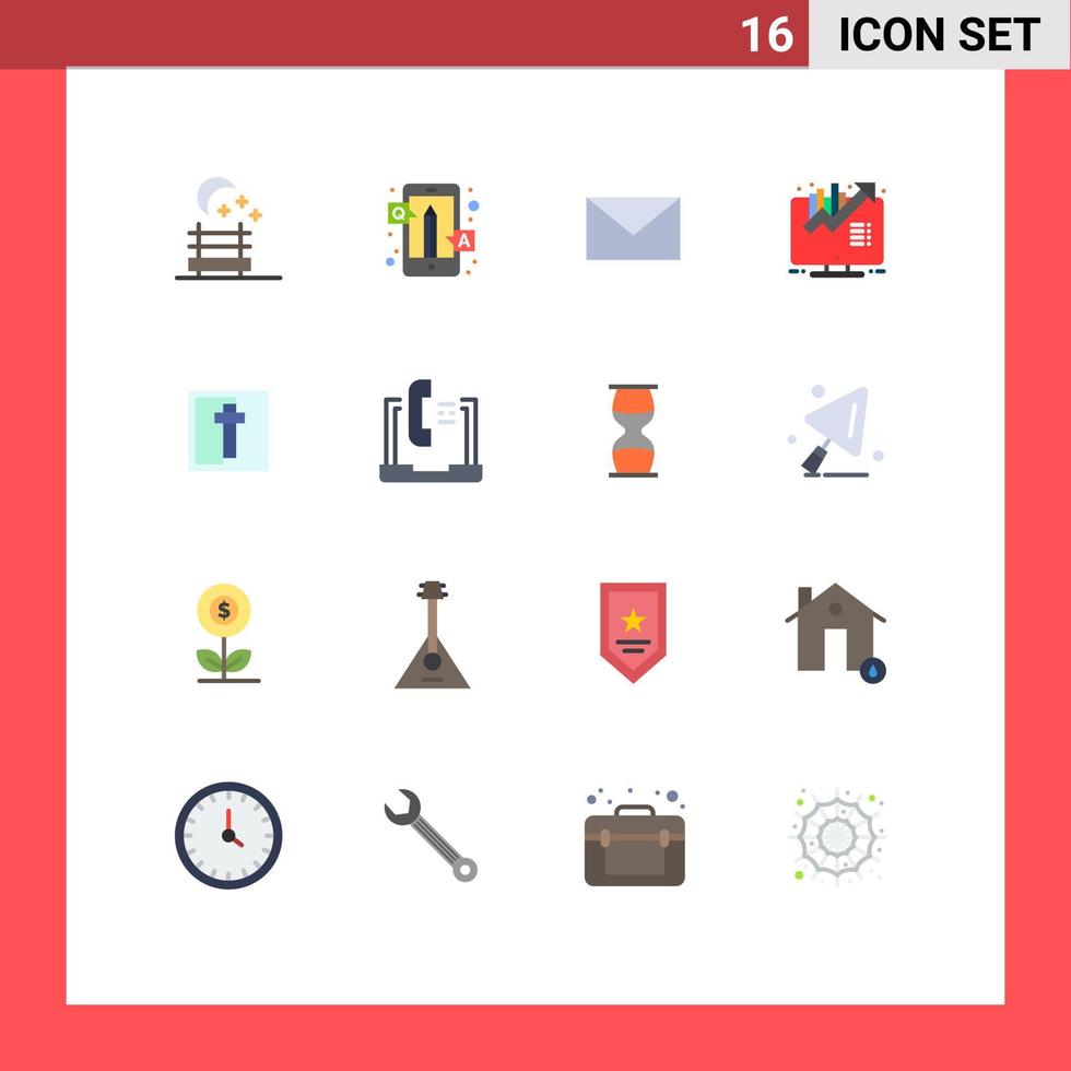 icône universelle symboles groupe de 16 couleurs plates modernes de signe pâques mail concept corss pack modifiable d'éléments de conception de vecteur créatif