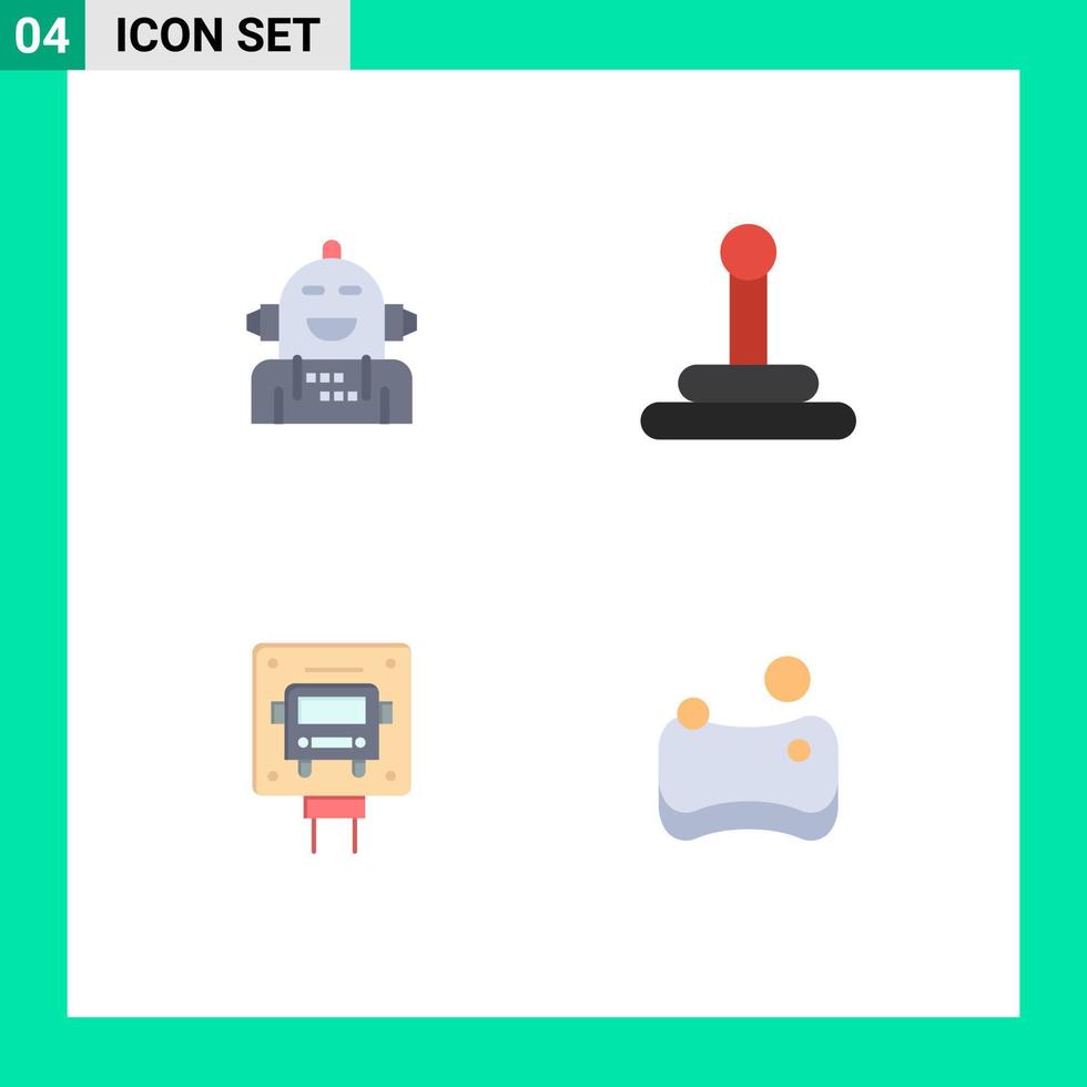 4 signes d'icônes plates universelles symboles d'android signe émotionnel van nettoyage éléments de conception vectoriels modifiables vecteur