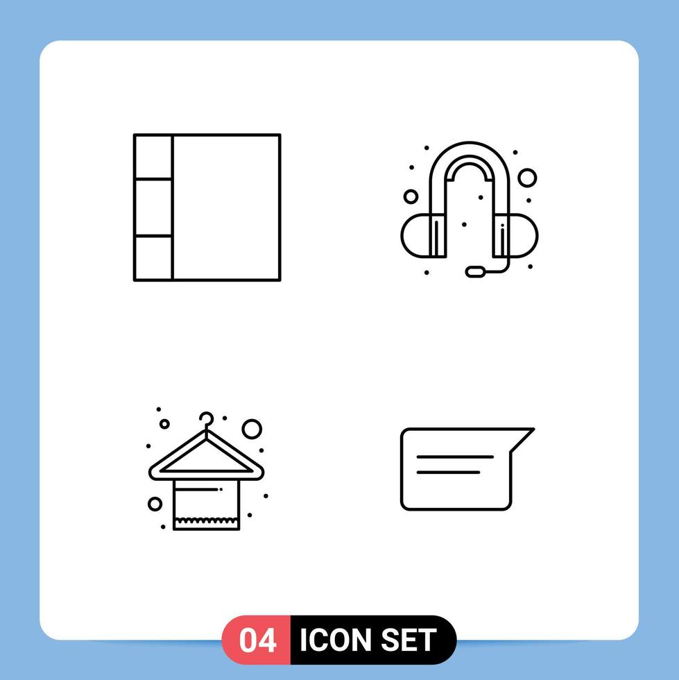 Pack de 4 lignes d'interface utilisateur de signes et symboles modernes de support de téléphone de tête de chat de grille chatant des éléments de conception vectoriels modifiables vecteur